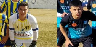 El arquero Eduardo Araya de Juventud Unida (izq) fue quien agredió con un puntapíé en la cabeza a Joaquin Casivar de Recabarren (der) y lo envió al hospital.