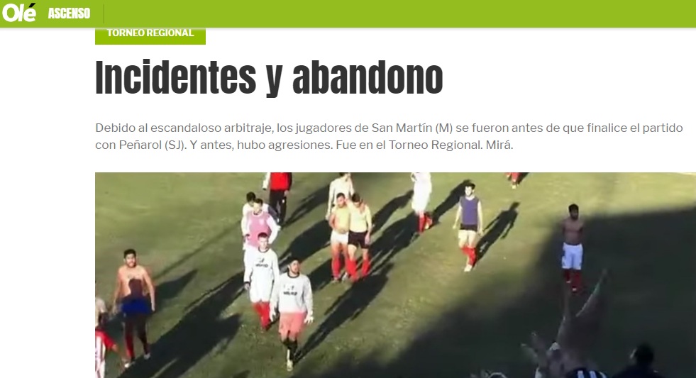 Peñarol, otra vez en el ojo de medios nacionales: así reflejaron los incidentes en Chimbas