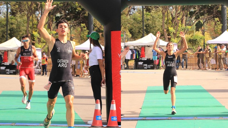 Thomas Castañeda y Daiana Frías, campeones argentinos de triatlón