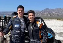 Kevin Benavides debutó en autos en la Baja Marruecos con la navegación del sanjuanino Lisandro Sisterna